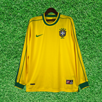 Camiseta de local de Brasil 1998 retro de manga larga 