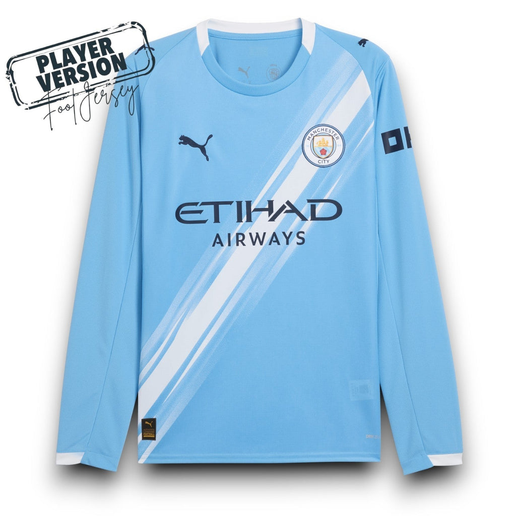 Manchester City Player Home Jersey 2025/26 Long Sleeve