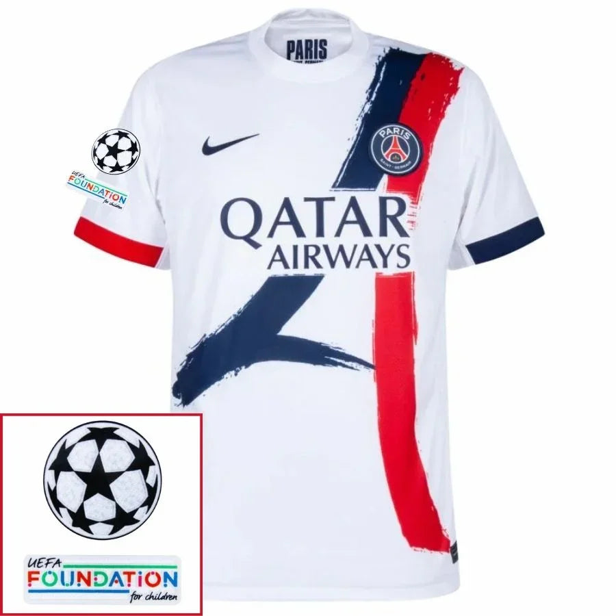 Paris Saint-Germain Barcola 29 Fan Jersey Away 2024/25 Patches UCL UEFA Foundation (Official Printing)