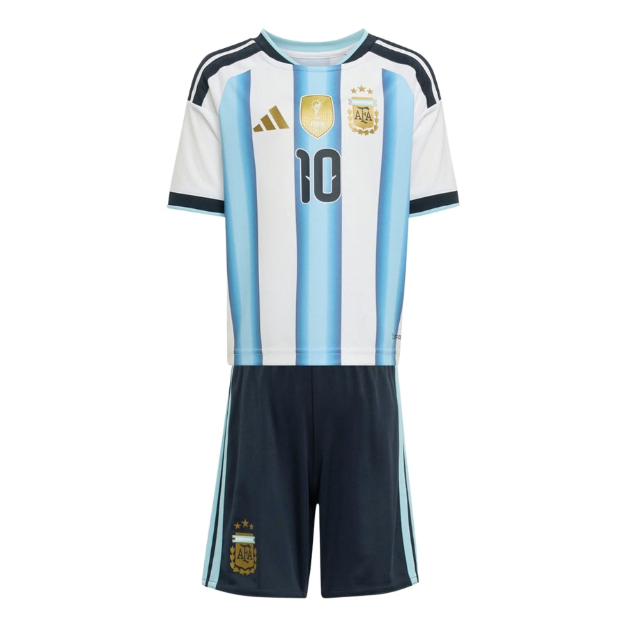 Kit Infantil Argentina Local Messi 10 Fan Jersey Camiseta Copa Mundial 2026