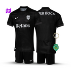 Equipación infantil negra de visitante del Sporting 2025/26 - ¡NUEVO LANZAMIENTO! 🔥💚 