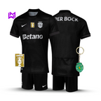 Equipación infantil negra de visitante del Sporting 2025/26 - ¡NUEVO LANZAMIENTO! 🔥💚 