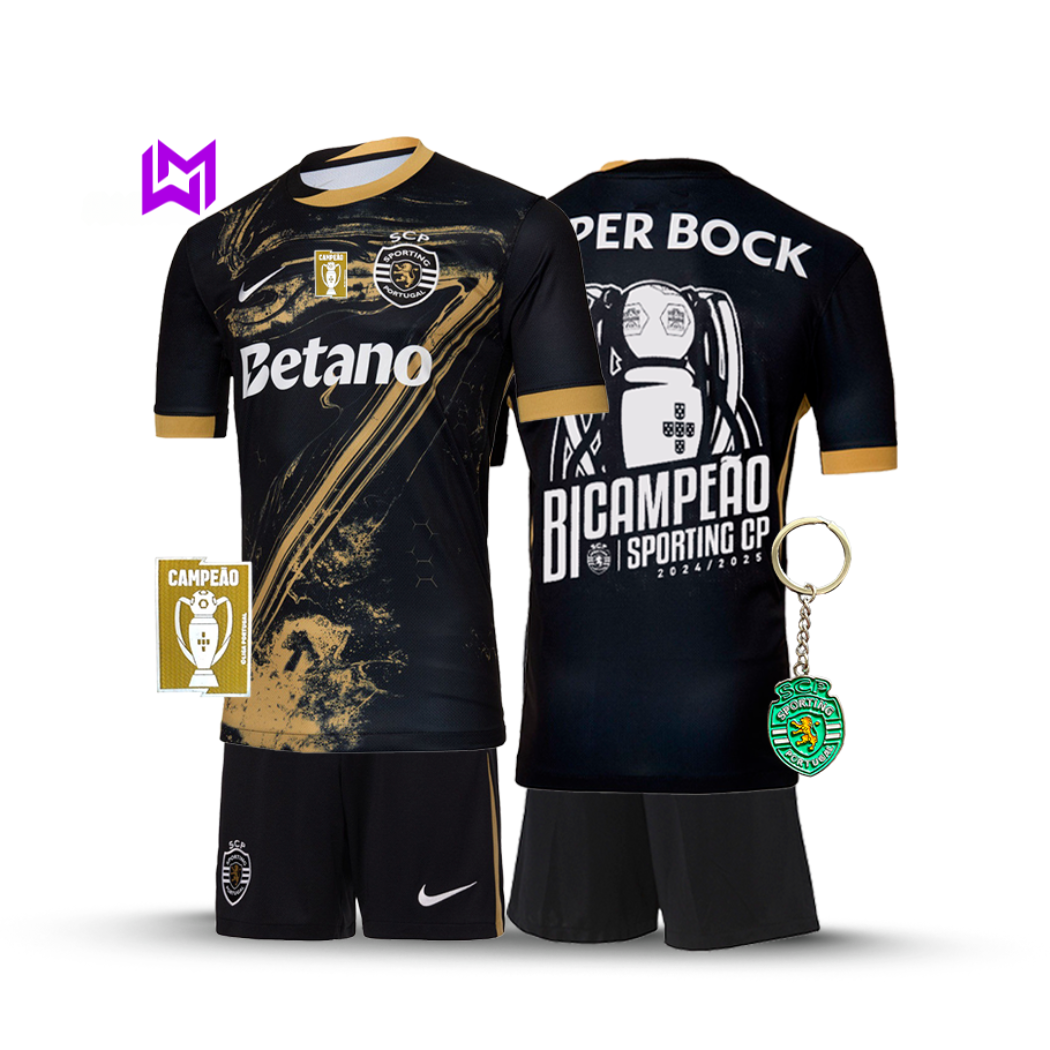 Tercera equipación infantil del Sporting "7" Ronaldo, bicampeón 2024/25 - ¡Modelo exclusivo! 🦁🏆 