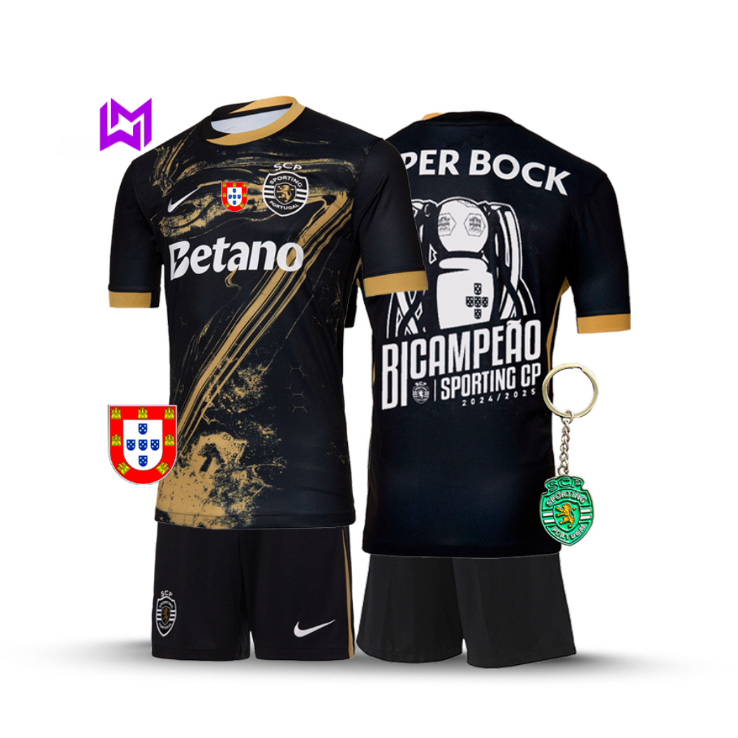 Tercera equipación infantil del Sporting "7" Ronaldo, bicampeón 2024/25 - ¡Modelo exclusivo! 🦁🏆 