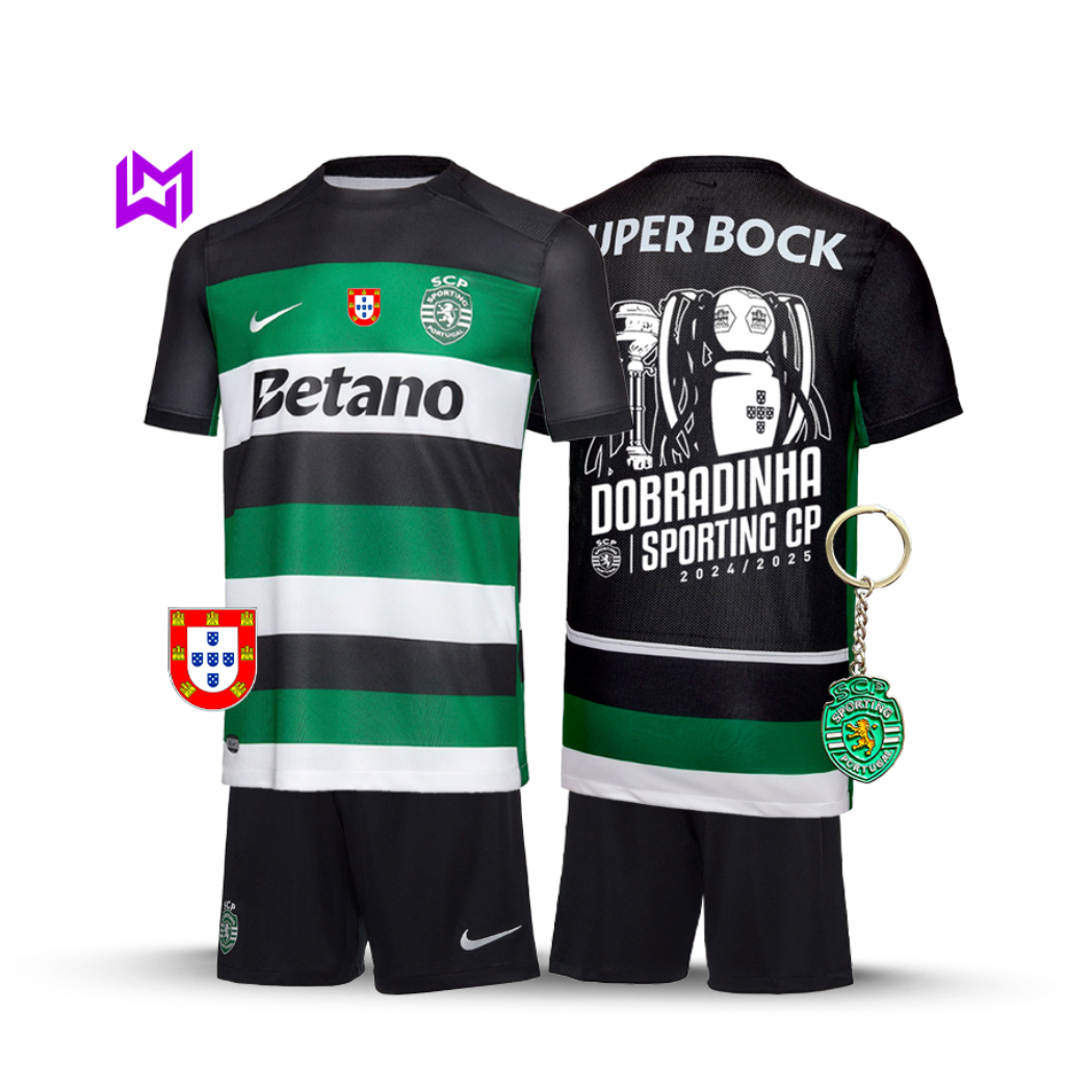 Conjunto Deportivo Infantil Principal DOBRADINHA 2024/25 - ¡MODELO EXCLUSIVO! 🦁🏆🏆 