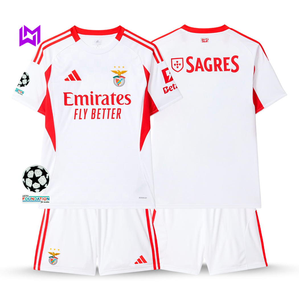 Conjunto Benfica Alternative Blanco para niño 2025/26 - ¡ÚLTIMAS UNIDADES! 🔥🦅 