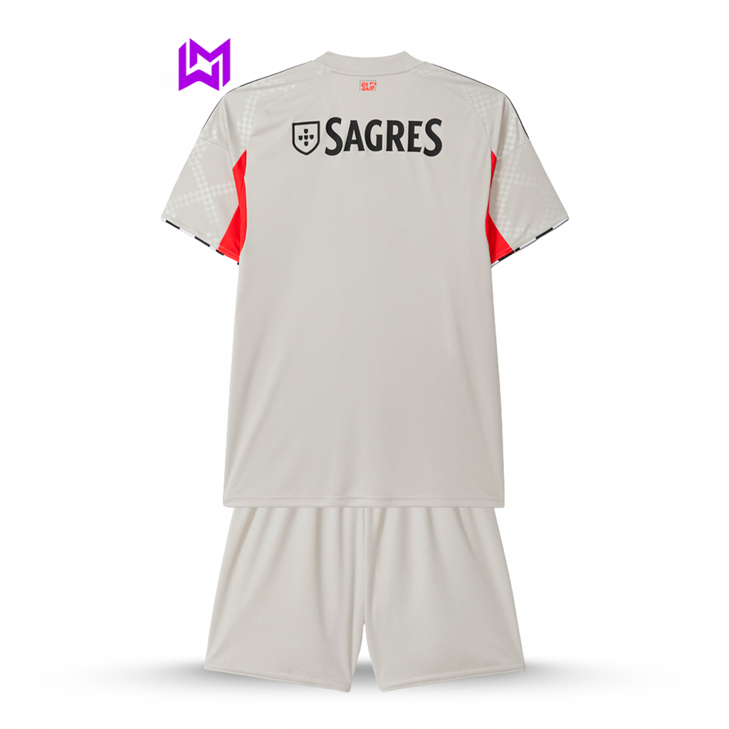 Conjunto Infantil Benfica Alternativa Bege 2025/26 - ÚLTIMAS UNIDADES