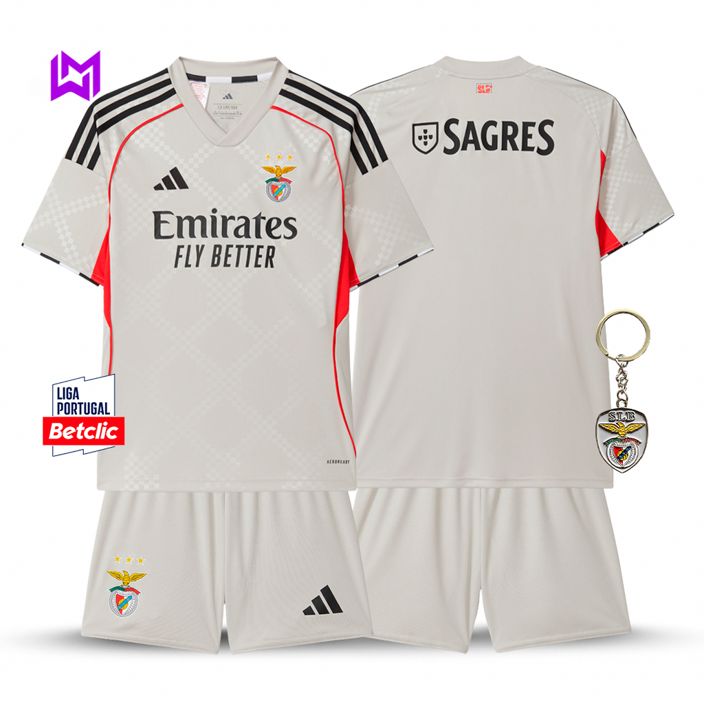 Conjunto Infantil Benfica Alternativa Bege 2025/26 - ÚLTIMAS UNIDADES