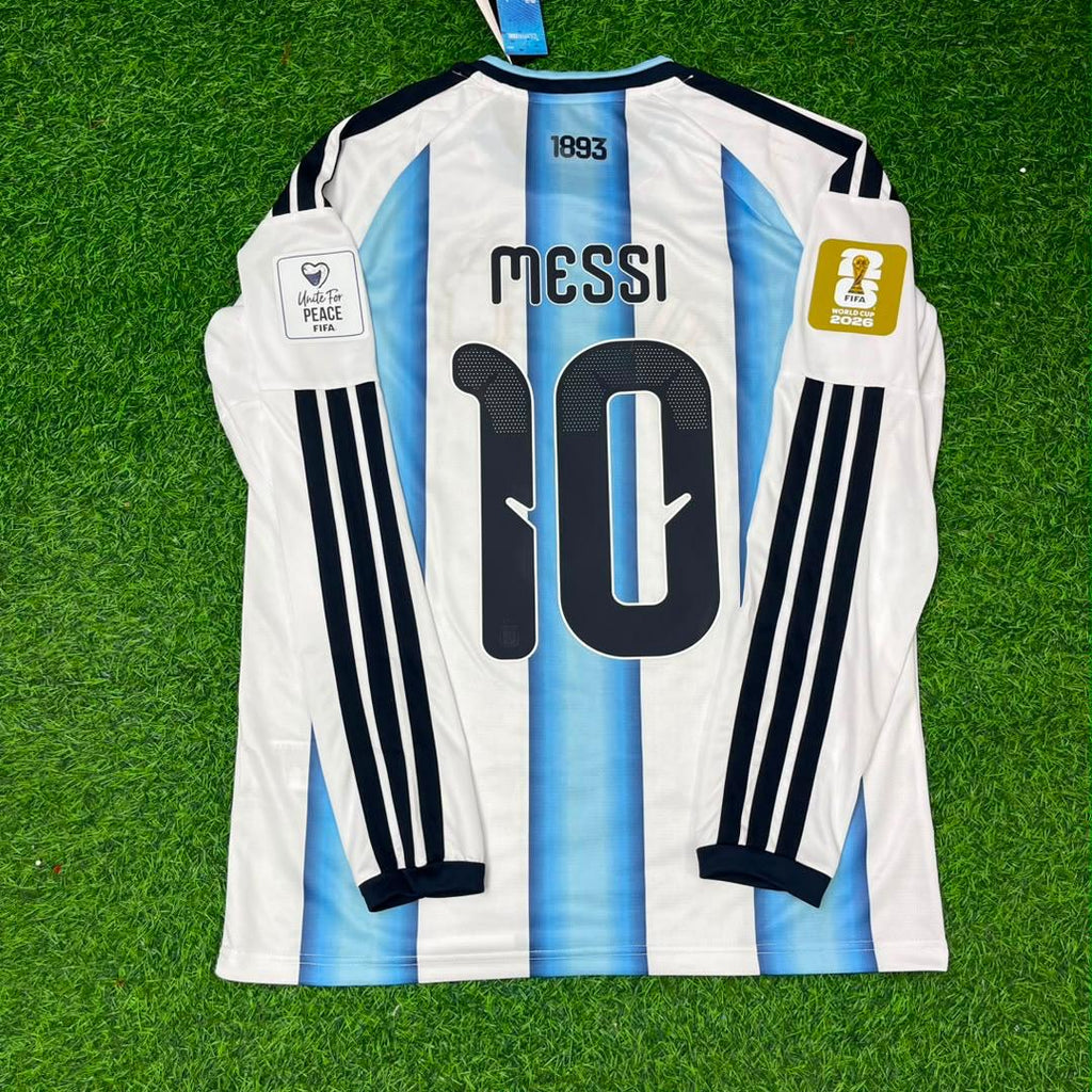 Lionel Messi #10 Argentina 2026 World Cup Home Legacy Patch Long Sleeve Football Jersey