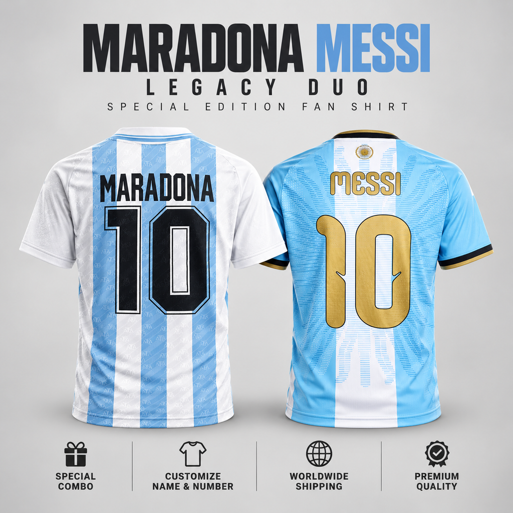 Argentina Legends Duo – Maradona & Messi Special Edition Fan Shirt