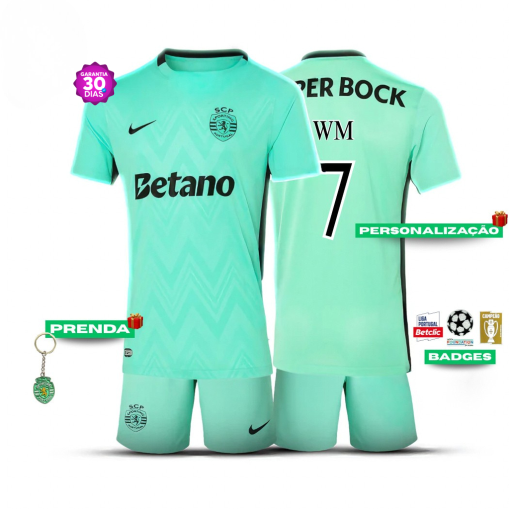 Conjunto infantil Sporting terceiro equipamento verde 2025/26 - LANÇAMENTO