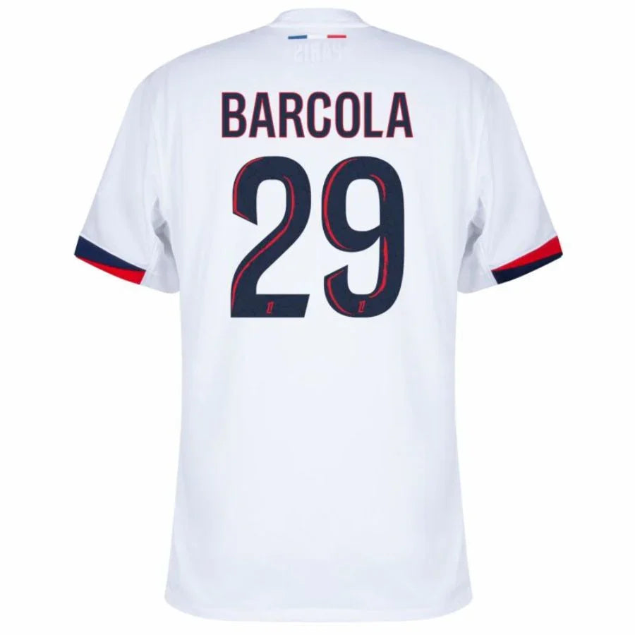 Paris Saint-Germain Barcola 29 Fan Jersey Away 2024/25 Patches UCL UEFA Foundation (Official Printing)