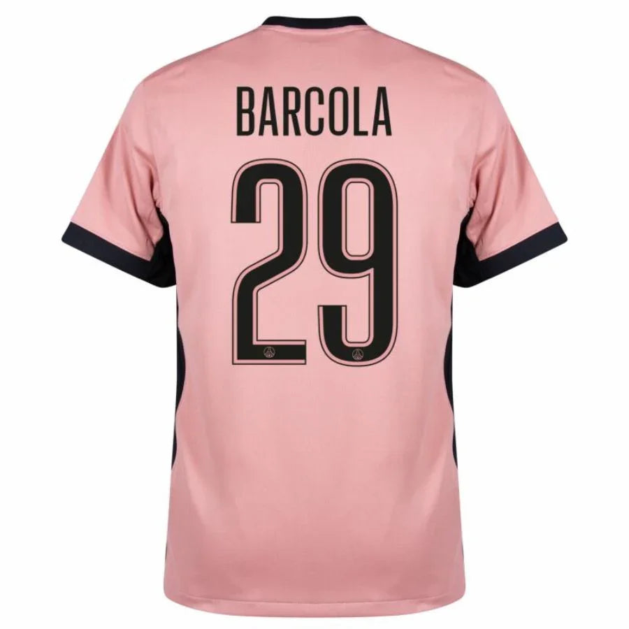 Paris Saint-Germain Barcola 29 Fan Jersey Third Jordan 2023/24 Patches UCL UEFA Foundation (Official Printing)