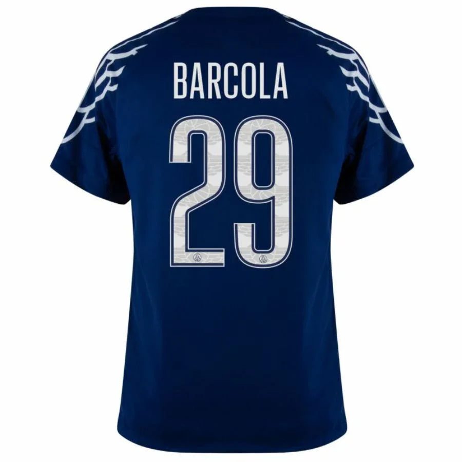 Paris Saint-Germain Barcola 29 Fan Jersey Fourth Jordan 2024/25 Patches UCL UEFA Foundation (Official Printing)