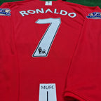 Cristiano Ronaldo Manchester United 2008 EPL Patch Retro Long Sleeve Jersey