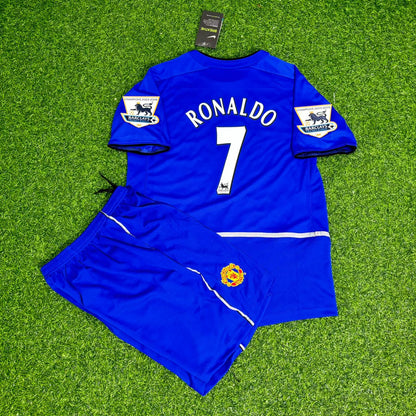 Cristiano Ronaldo Manchester United 2003 Blue Retro Kids Football Jersey