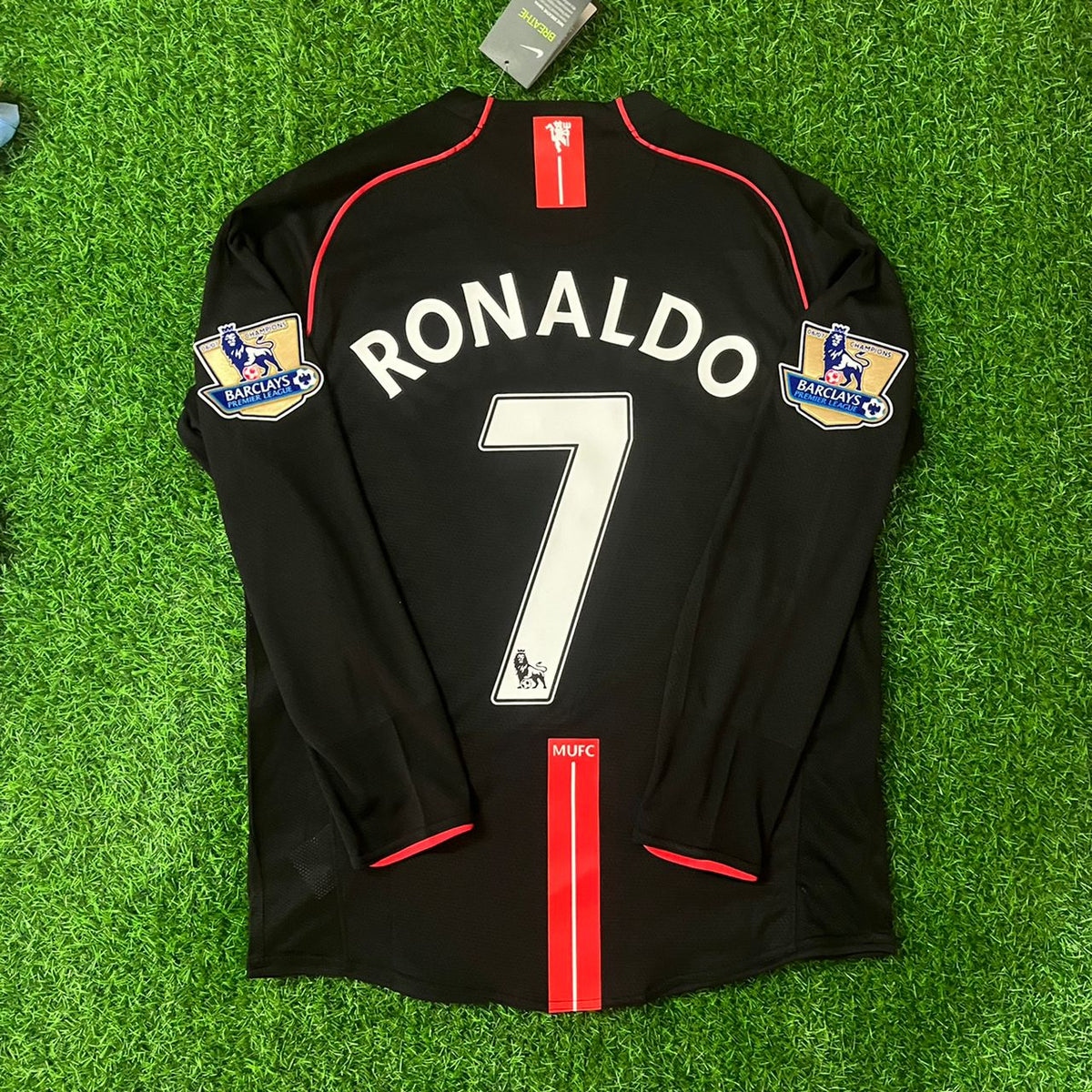 Cristiano Ronaldo 2007-2008 Manchester United Black Retro Jersey Trikot Camiseta Maillot