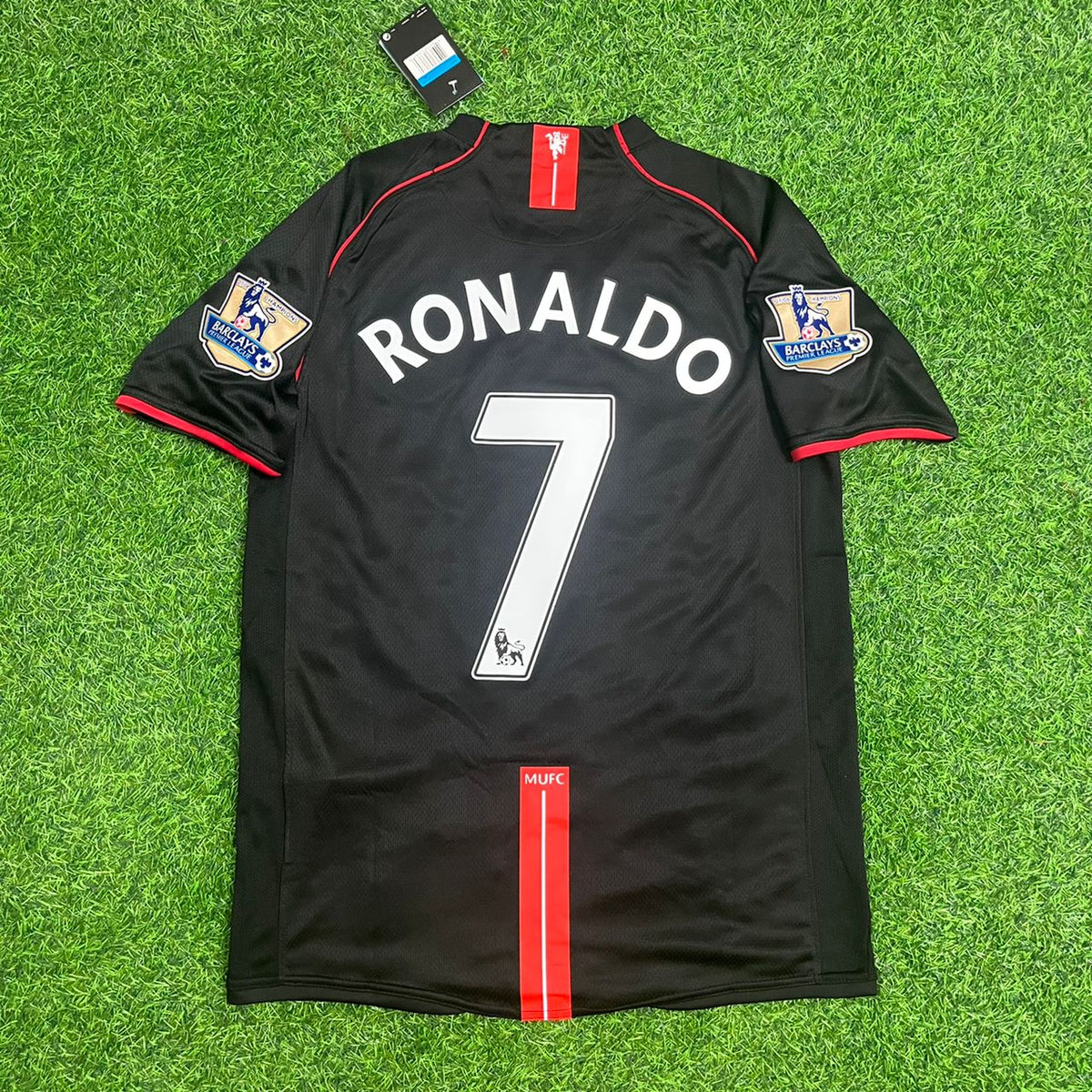 Cristiano Ronaldo Manchester United 2007–2008 Black Retro Football Jersey Kit