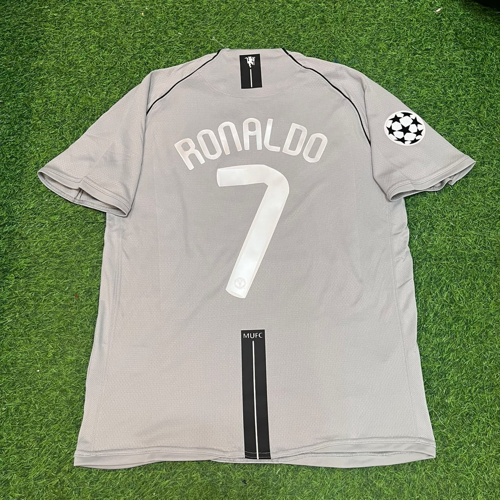 Cristiano Ronaldo Manchester United 2007 2008 Grey Retro Jersey Trikot Maillot Soccer Shirt