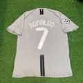 Cristiano Ronaldo Manchester United 2007 2008 Grey Retro Jersey Trikot Maillot Soccer Shirt