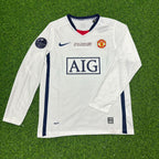 Cristiano Ronaldo Manchester United 2009 CL Final White Long-Sleeve Retro Football Shirt