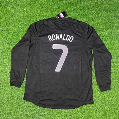 Cristiano Ronaldo #7 Portugal Euro 2012 Away Black Long Sleeve Retro Football Jersey