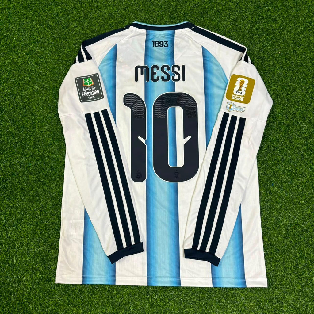 Lionel Messi #10 Argentina 2026 World Cup Home Legacy Patch Long Sleeve Football Jersey