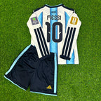 Lionel Messi Argentina 2026 World Cup Kids Long Sleeve Football Jersey Kit