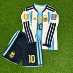 Lionel Messi Argentina 2026 World Cup Kids Long Sleeve Football Jersey Kit