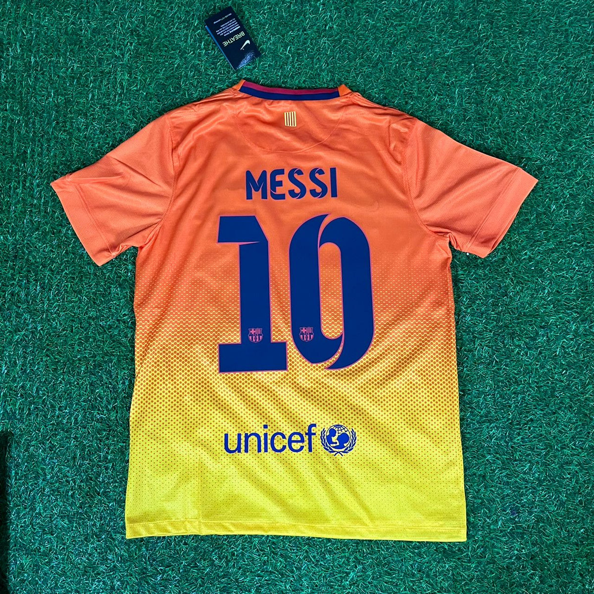 Lionel Messi 10 – Barcelona 2012–2013 Orange Retro Kit Jersey – | Trikot | Maillot Soccer Shirt