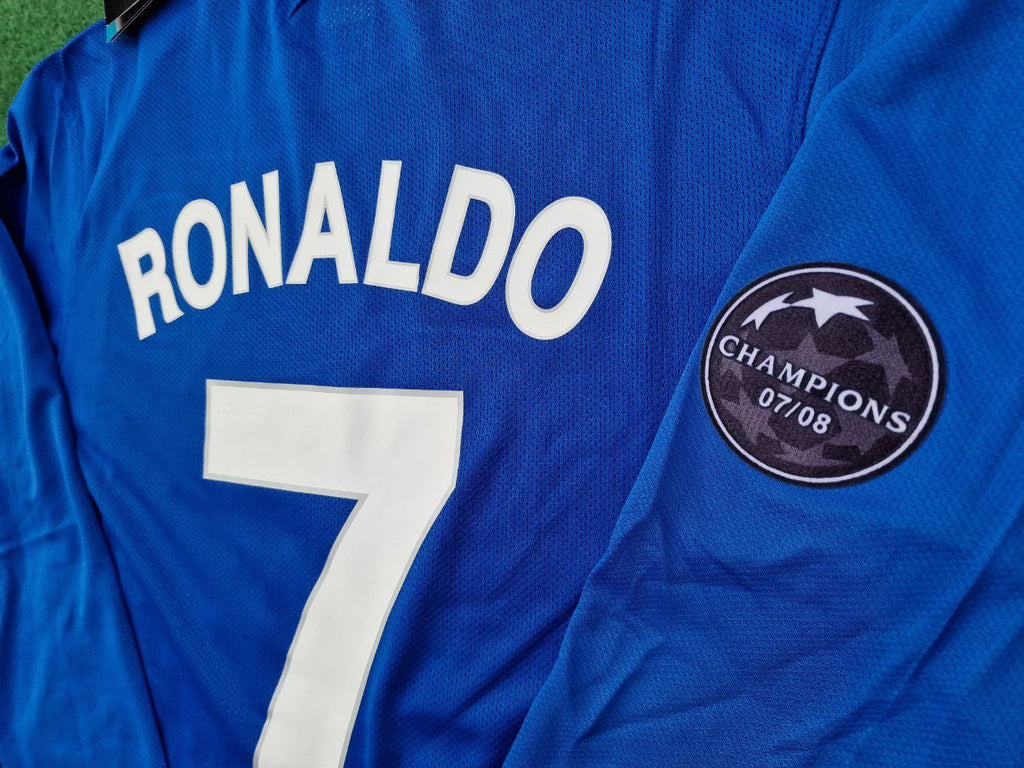 Cristiano Ronaldo Manchester United 2008 Champions League Patch Retro Short Jersey Trikot