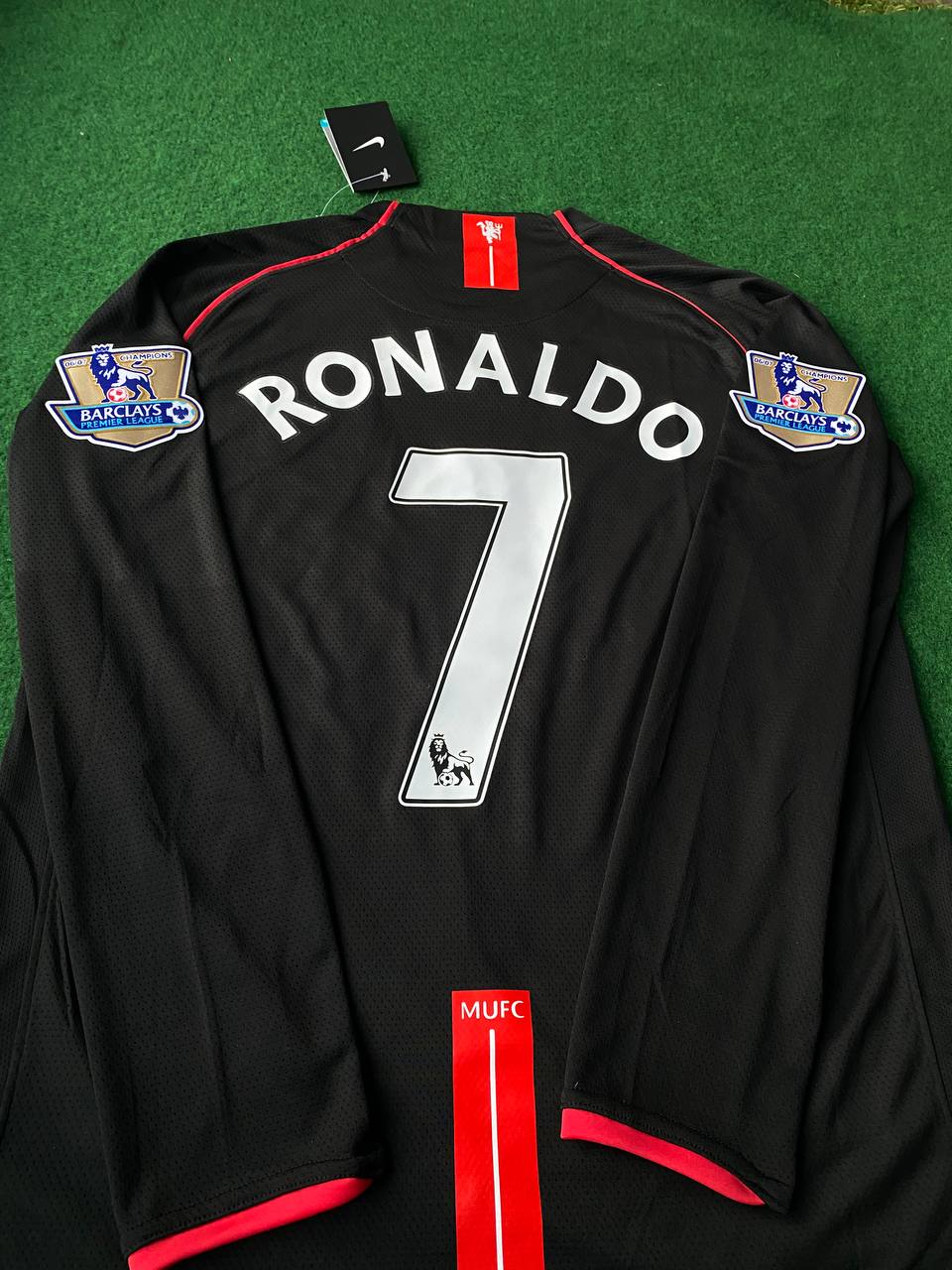 Cristiano Ronaldo 2007-2008 Manchester United Black Retro Jersey Trikot Camiseta Maillot