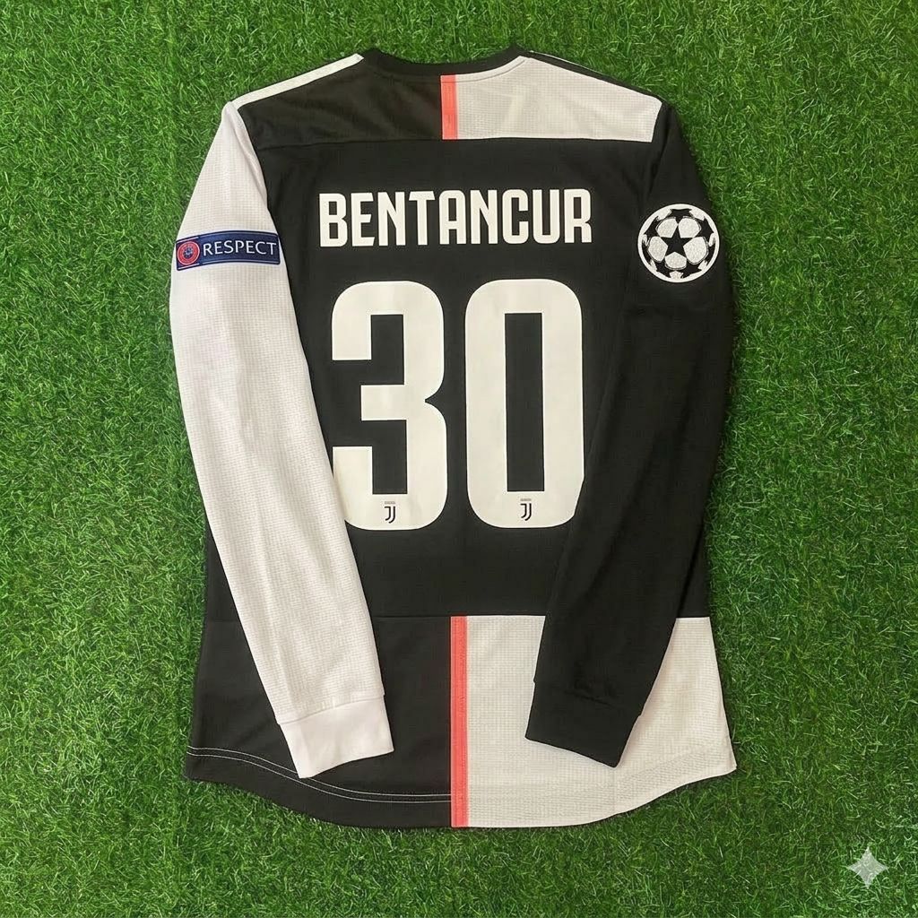 Rodrigo Bentancur 30- Juventus Long Sleeve 2019 2020 Retro White Black Jersey Trikot Maglia