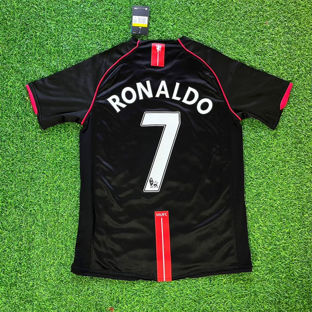 Cristiano Ronaldo Manchester United 2007-2008 Black Retro Jersey Trikot Camiseta Maillot Soccer Shirt
